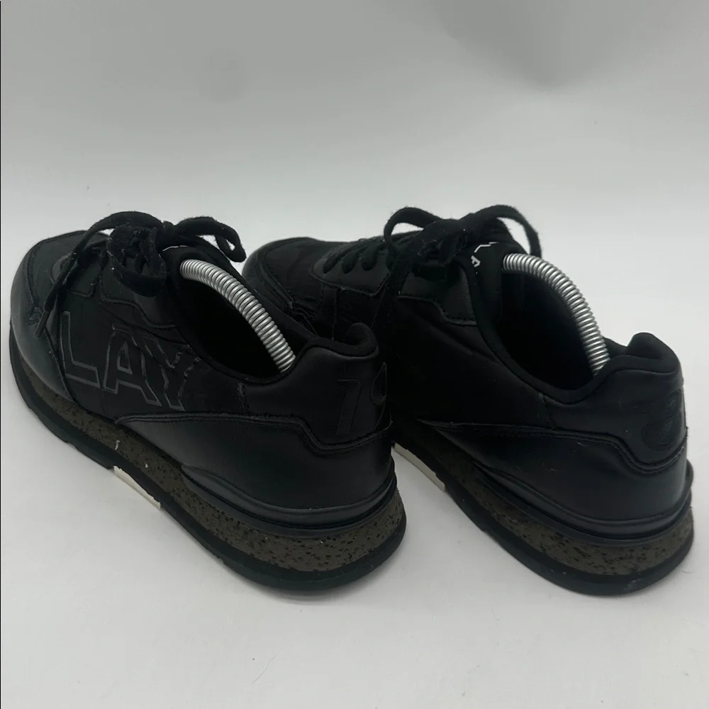 Replay Arthur Black Leather Men's Sneakers Lace Up Low Profile Black Size US10